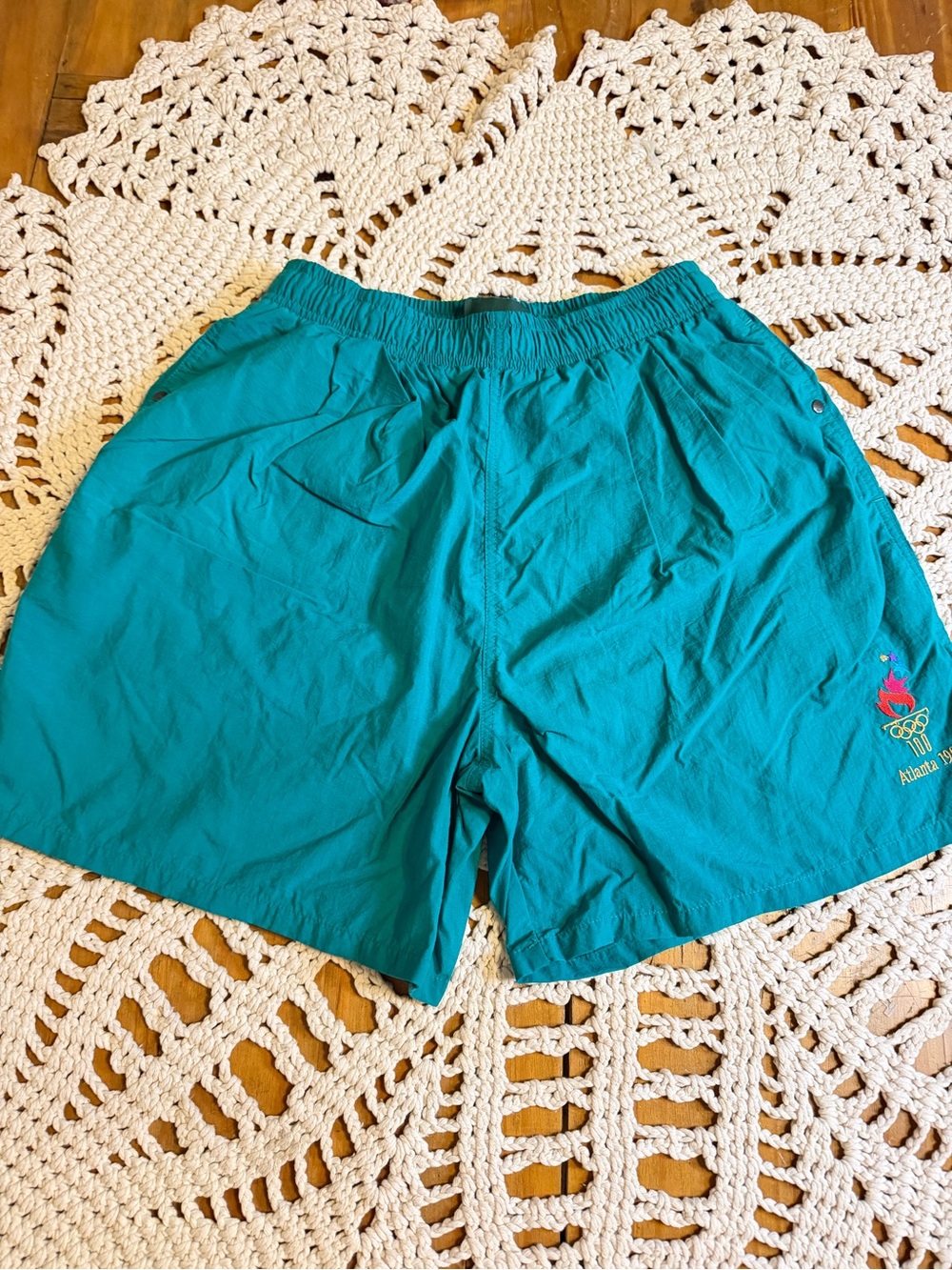 Vintage 1996 Atlanta Olympics Sierrawest Shorts L Teal Centennial Olympic Games